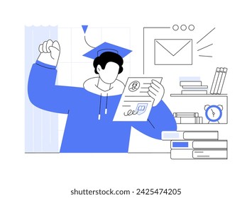 Getting acceptance letter isolated cartoon vector illustrations. Happy school graduate reading college acceptance letter, good exam test result, admission process, exited student vector cartoon.