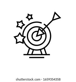 Icono de línea de objetivo, signo de concepto, ilustración de vector de esquema, símbolo lineal.