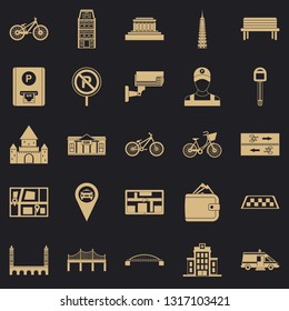 Getting around the city icons set. Simple set of 25 getting around the city vector icons for web for any design