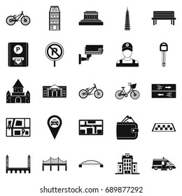 Getting around the city icons set. Simple set of 25 getting around the city vector icons for web isolated on white background