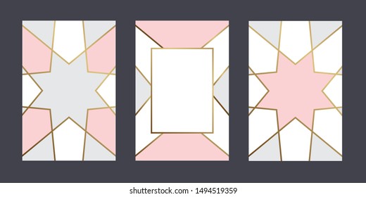getting cards geometric pastel colour background with gold line for text message vector design