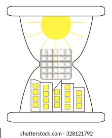 Getting electricity from the sun. Driving with an hourglass.