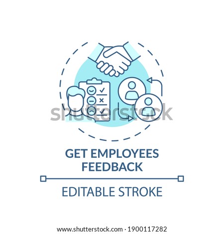 Getting employees feedback concept icon. Workplace wellness success tip idea thin line illustration. Regular performance catch ups. Vector isolated outline RGB color drawing. Editable stroke
