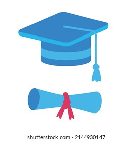 Getting graduate degree semi flat color vector object. Full sized item on white. High school diploma. Educational institution. Simple cartoon style illustration for web graphic design and animation