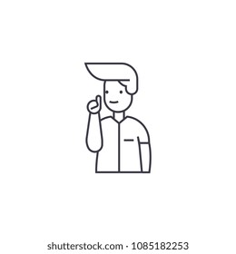 getting an idea vector line icon, sign, illustration on background, editable strokes