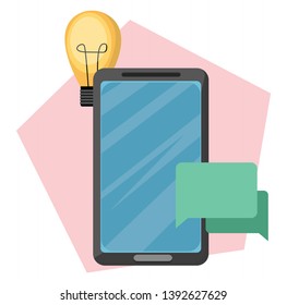 Getting ideas by chat;conversation by text messages; print on white background; vector illustration