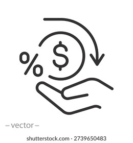 Getting a loan icon, mortgage or loan, borrowing money, minimalist line art