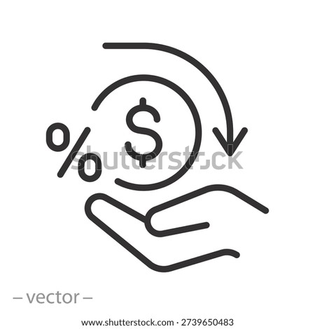 Getting a loan icon, mortgage or loan, borrowing money, minimalist line art