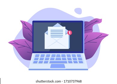 Getting mail from Laptop. Vector Illustration