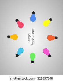 getting too many ideas light bulb