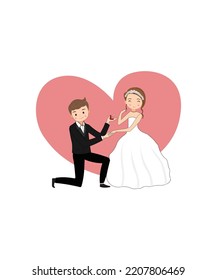Getting married, the groom make a proposal first to get approval that their partner wants to get married. vector isolated on white background. 