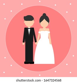 Getting married on a happy day. The love of two persons. Wedding card in vector.