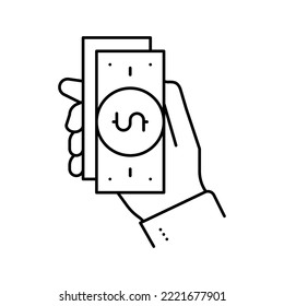 getting money loan line icon vector. getting money loan sign. isolated contour symbol black illustration