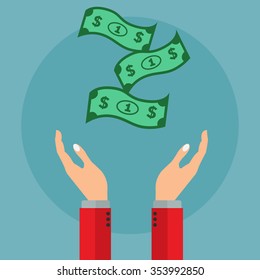 Getting money, payment or valuing money, saving vector concept
