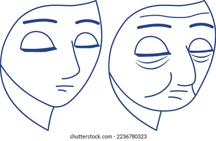 Getting older. Before and after concept design. Aging process line illustration. 