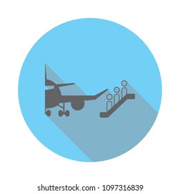 Getting on Board Icon. Elements of airport in flat blue colored icon. Premium quality graphic design icon. Simple icon for websites, web design, mobile app, info graphics on white background