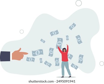 Getting paid, salary, wages payment or bonus, reward or employee benefits, tax refund or investment profit earning, loan or mortgage concept.flat design.illustration with people.