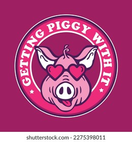 Getting Piggy With It Emblem Logo Design
