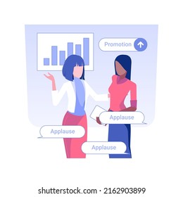 Getting promotion isolated concept vector illustration. Employee receives advancement at work, HR management, human resources, headhunting agency, staffing plan, pursue career vector concept.