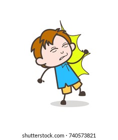 Getting Punch on Face - Cute Cartoon Kid Vector
