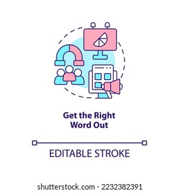 Das Concept-Icon richtig ausdrücken. Attraktive neue Kunden Strategie abstrakte Idee dünne Linie Illustration. Einzeln Umrisszeichnung. Bearbeitbarer Strich. Arial, Myriad Pro Fett Schriftarten verwendet