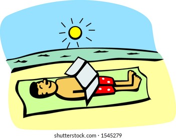 getting a tan in the beach