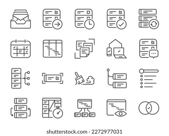 Getting things done icon set. It included icons such as GTD, planning, timeline, organize, tasks, and more.