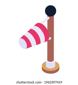 Getting weather forecasting tool, isometric icon of windsock 