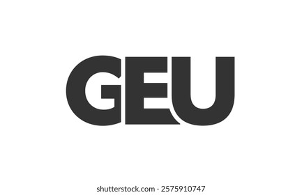 GEU logo design template with strong and modern bold text. Initial based vector logotype featuring simple and minimal typography. Trendy company identity ideal for businesses brand presence.