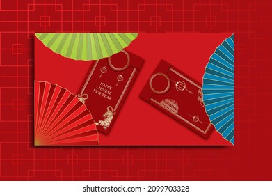 geulis umbrella background vector design and chinese lunar symbol 