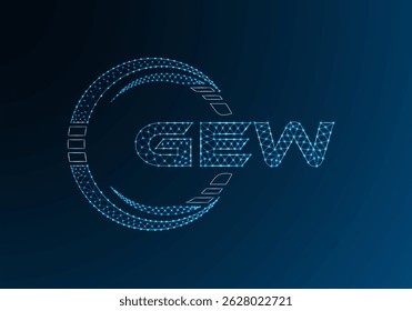Diseño de Vector de logotipo de letra polivinílica baja GEW. Diseño de logotipo de poliéster inferior GEW. Logotipo de poliéster bajo.