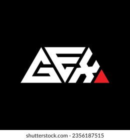 GEX triangle letter logo design with triangle shape. GEX triangle logo design monogram. GEX triangle vector logo template with red color. GEX triangular logo Simple, Elegant, and Luxurious design.