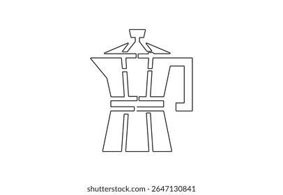 Geyser coffee machine line continuous drawing vector. One line Geyser coffee machine vector background, Hand drawn elements for menu, coffee shop. Vector linear illustration.
