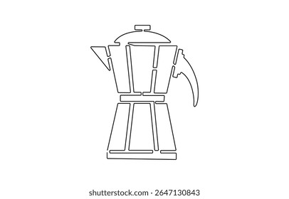 Geyser coffee machine line continuous drawing vector. One line Geyser coffee machine vector background, Hand drawn elements for menu, coffee shop. Vector linear illustration.