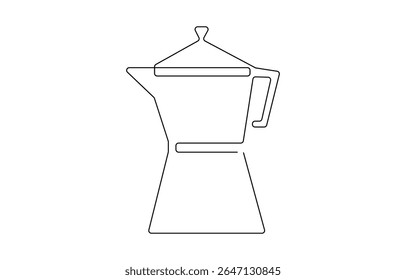 Geyser coffee machine line continuous drawing vector. One line Geyser coffee machine vector background, Hand drawn elements for menu, coffee shop. Vector linear illustration.