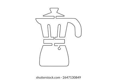 Geyser coffee machine line continuous drawing vector. One line Geyser coffee machine vector background, Hand drawn elements for menu, coffee shop. Vector linear illustration.
