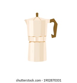 Geyser coffee maker in beige color, vector illustration for cafes, restaurants