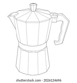 Geyser Coffee Maker. Coloring page. Black outline. 