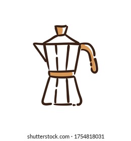 Geyser coffee maker, doodle icon. Symbol of brewery. Hand drawn linear illustration.