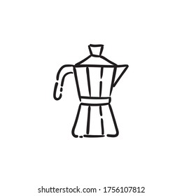 Geyser coffee maker, doodle icon. Symbol of brewery. Hand drawn linear illustration.