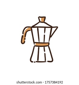 Geyser coffee maker, doodle icon. Symbol of brewery. Hand drawn linear illustration.