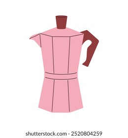 Geyser coffee maker in flat style on white background. Vector illustration