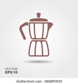 Geyser coffee maker. Flat vector icon with shadow