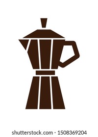 Geyser coffee maker icon. Vector silhouette brown isolated illustration on white.