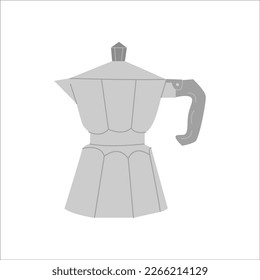 Geyser Coffee Maker Italian Moka Pot. Alternative brewing methods. Simple minimalist colored vector Illustration isolated on white background.