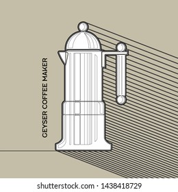 Geyser coffee maker line icon. Illustration of espresso machine on gray background.