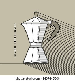 Geyser coffee maker line icon. Illustration of espresso machine on gray background.