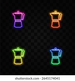 Geyser coffee maker. silhouette, stencil, logo. blender. neon style..
