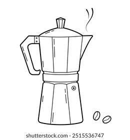 Geyser Coffee Maker. Simple outline illustration, isolated on white background, design elements 