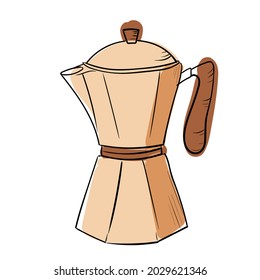 Geyser coffee maker. Tableware. Vector illustration isolated on white background.